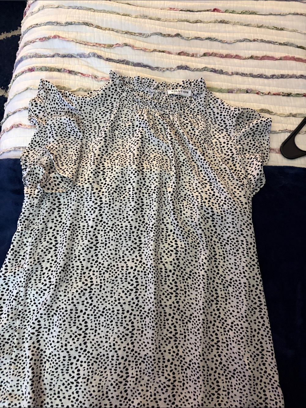 Solution Black Dot Print Ruffle Sleeve Blouse